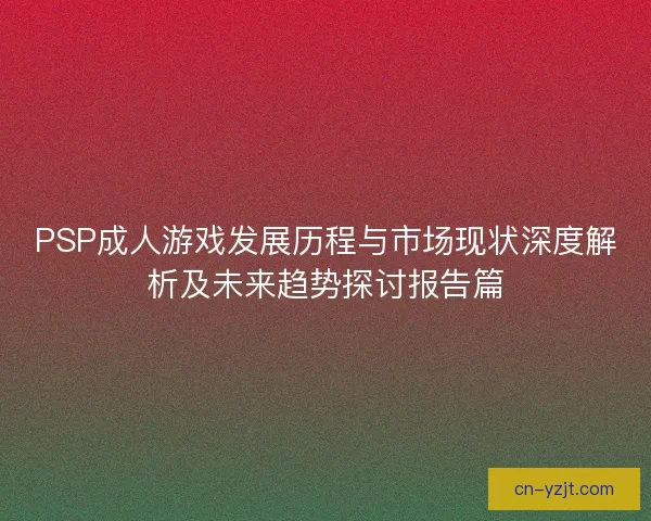 PSP成人游戏发展历程与市场现状深度解析及未来趋势探讨报告篇